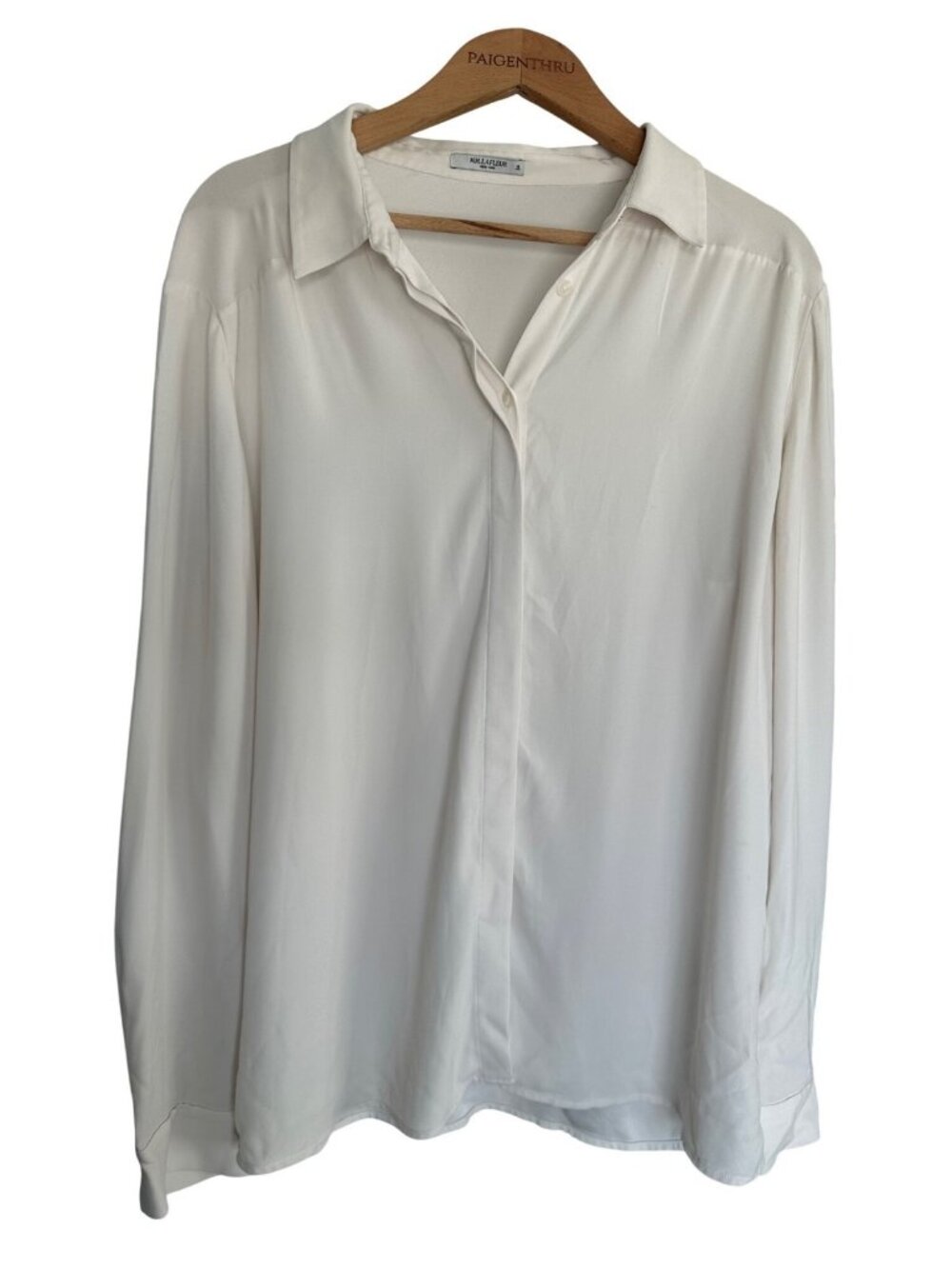 MM Lafleur Ivory Sheer Button Down Size 16 Minimalist Career Lagenlook